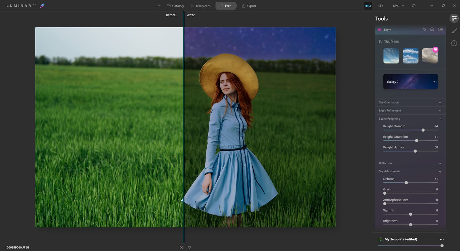 luminarsky2b Näyttökuva Luminar AI:sta